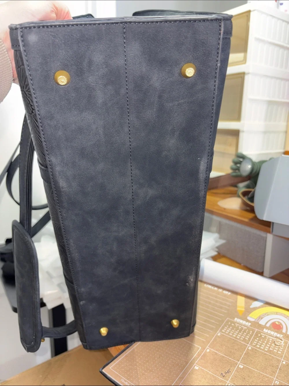 Lovevook Vintage Embossef Leather Laptop Tote NWOT